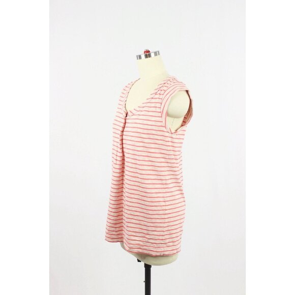 MARC BY MARC JACOBS Coral Pink White Striped Cotton Tunic Tank Top, Size S - Picture 4 of 9